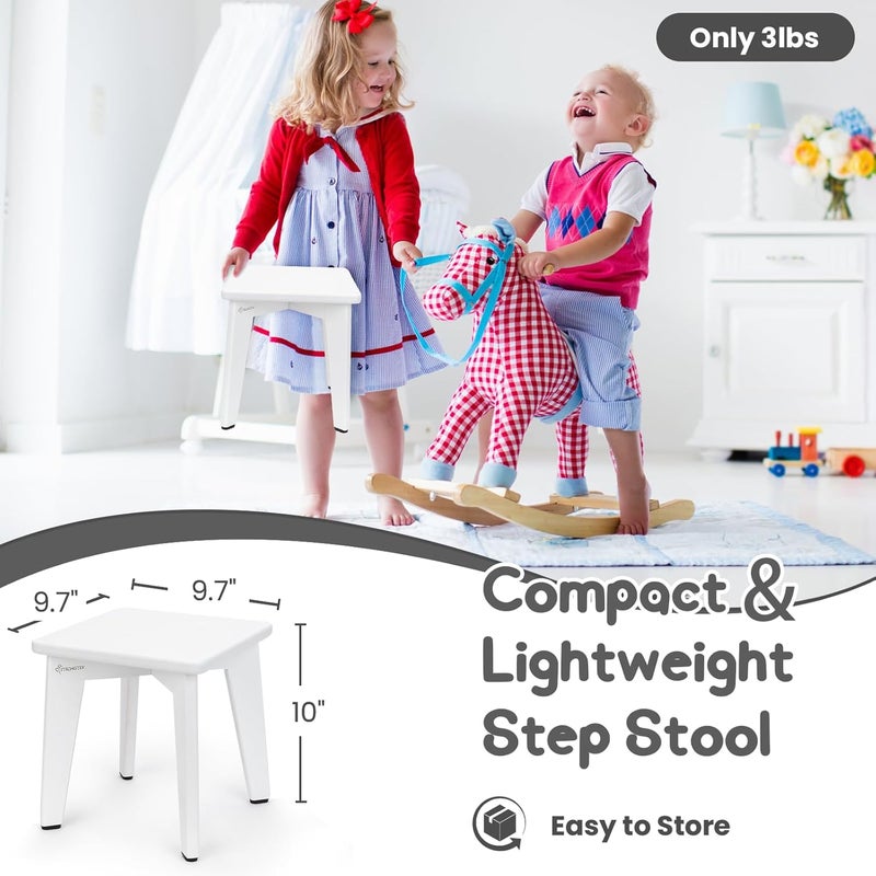 StrongTek Bamboo Step Stool for Kids and Adults, Sturdy and Versatile Short Foot Stool for Bathroom, Kitchen, Bedroom, Compact 10-inch Small Wood Stool, Plant Stand (White) - Image 3